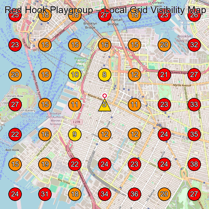 Red Hook Playgroup GeoGrid visibility map for Preschool in Brooklyn