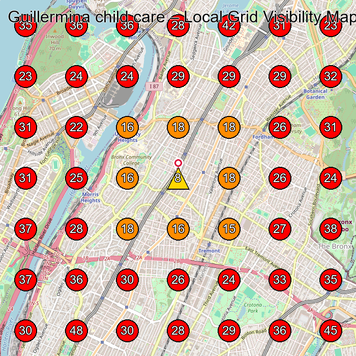 Guillermina child care GeoGrid visibility map for Day Care Center in Bronx
