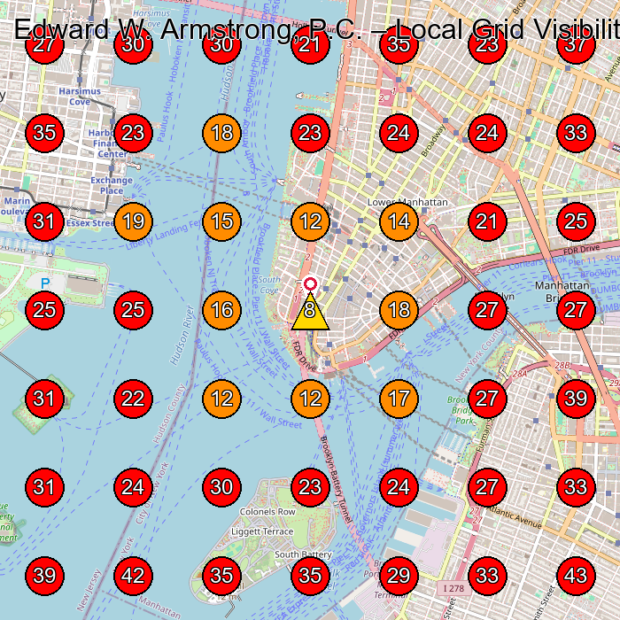 Edward W. Armstrong, P.C. GeoGrid visibility map for Real Estate Attorney in New York