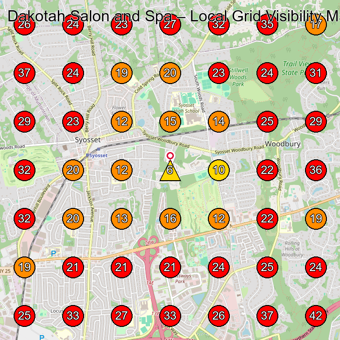 Dakotah Salon and Spa GeoGrid visibility map for Hair Salon in Jericho Turnpike