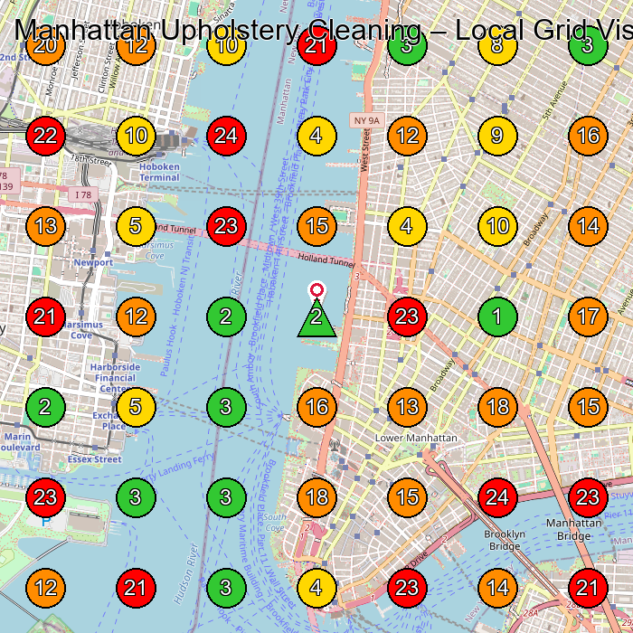 Manhattan Upholstery Cleaning Carpet Cleaning Service GeoGrid ranking map for New York NY