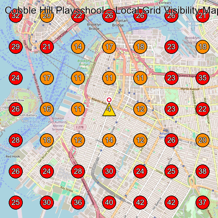 Cobble Hill Playschool GeoGrid visibility map for School in New York