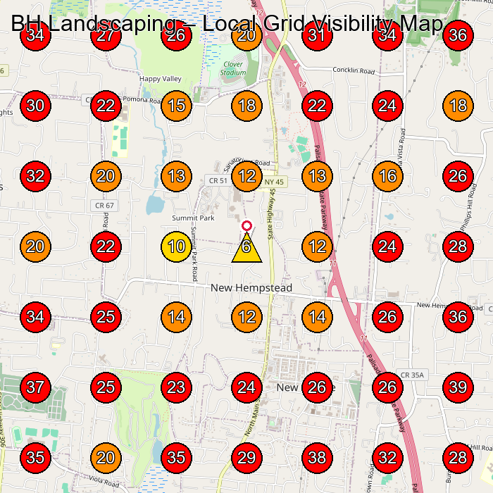 BH Landscaping GeoGrid visibility map for Landscaper in Spring Valley