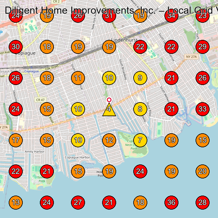 Diligent Home Improvements, Inc. GeoGrid visibility map for General Contractor in None