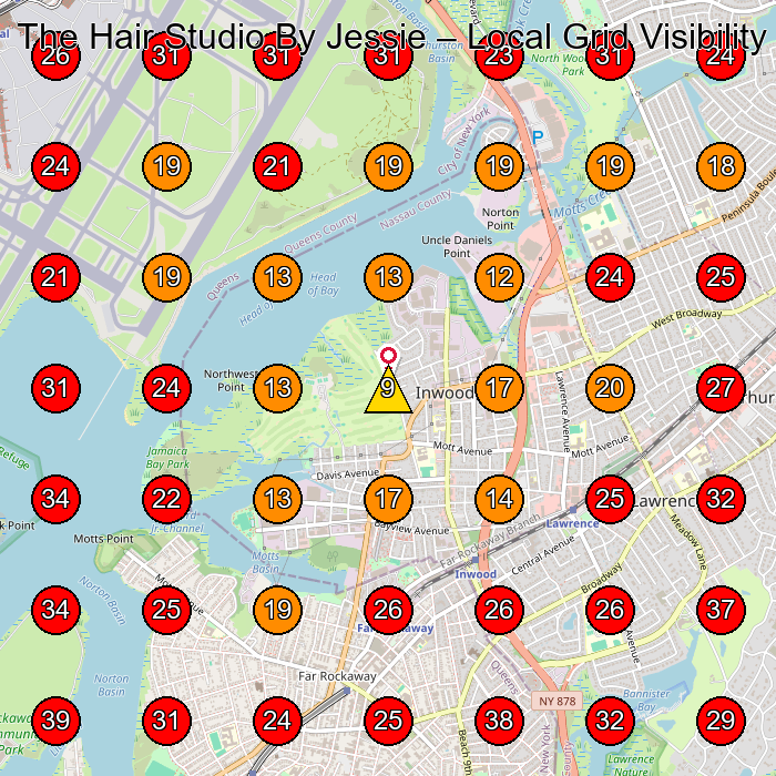 The Hair Studio By Jessie GeoGrid visibility map for Wig Shop in Lawrence