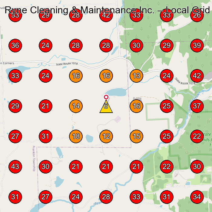 Ryne Cleaning & Maintenance Inc. GeoGrid visibility map for Commercial Cleaning Service in None