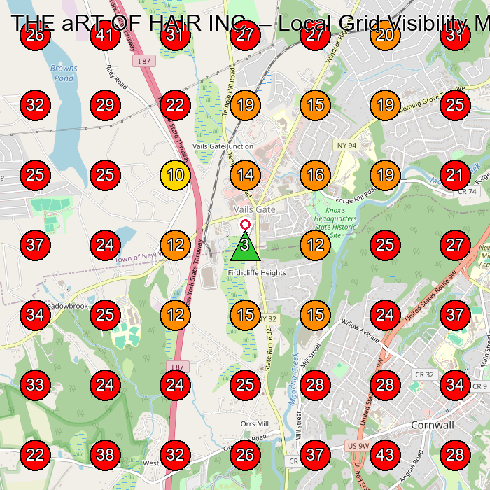 THE aRT OF HAIR INC. GeoGrid visibility map for Hair Salon in New Windsor