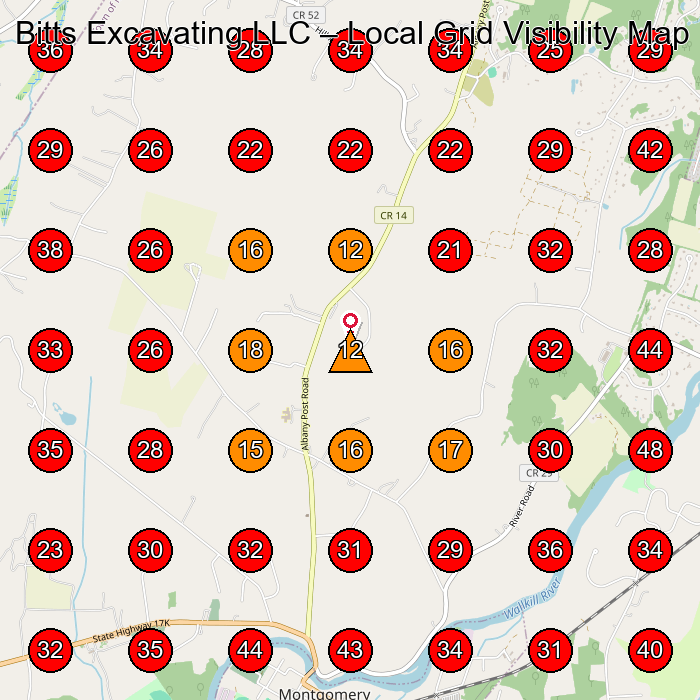 Bitts Excavating LLC GeoGrid visibility map for Law Firm in Walden