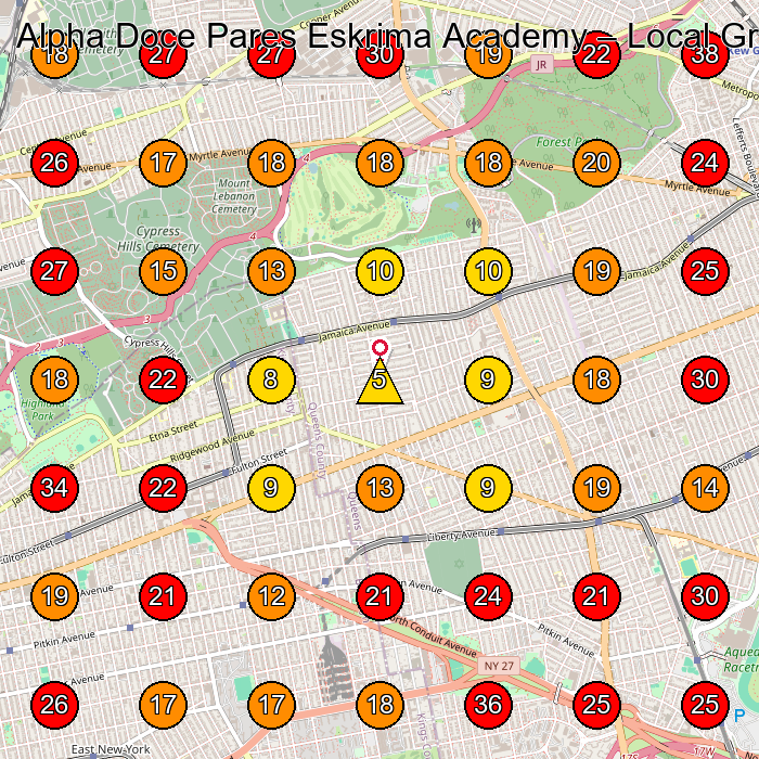 Alpha Doce Pares Eskrima Academy GeoGrid visibility map for Wedding Photographer in Woodhaven