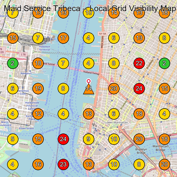 Maid Service Tribeca House Cleaning Service GeoGrid ranking map for New York NY