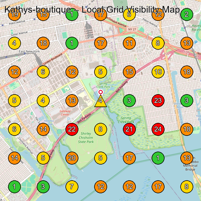 Kathys-boutique Clothing Store GeoGrid ranking map for None