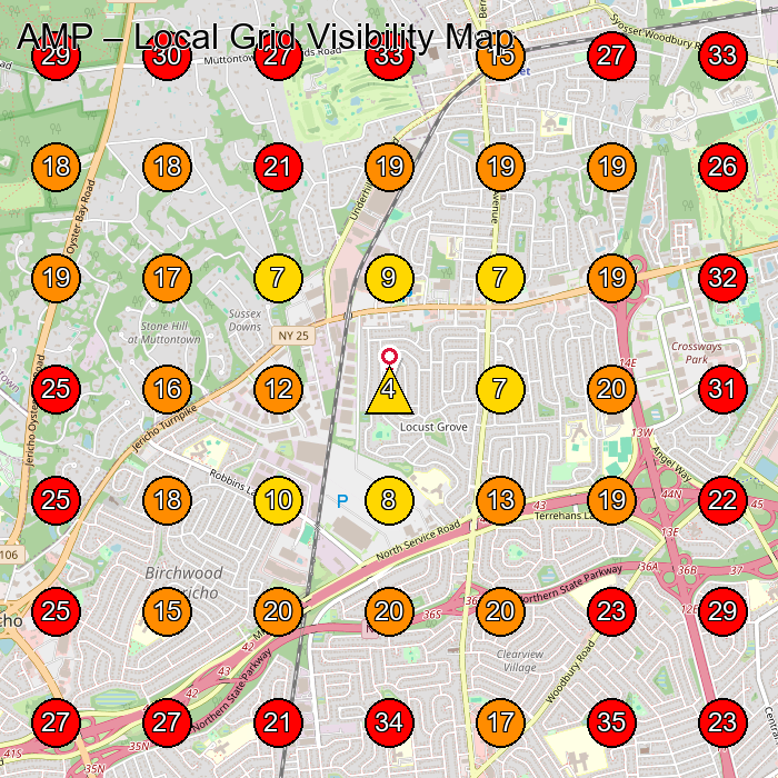 AMP GeoGrid visibility map for Personal Trainer in Glen Cove