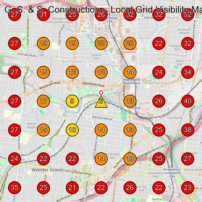 G. S. & S. Construction GeoGrid visibility map for Construction Company in St. Louis
