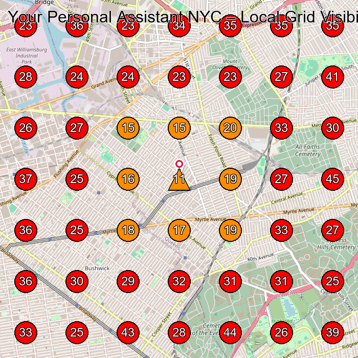 Your Personal Assistant NYC GeoGrid visibility map for Paralegal Services Provider in Queens