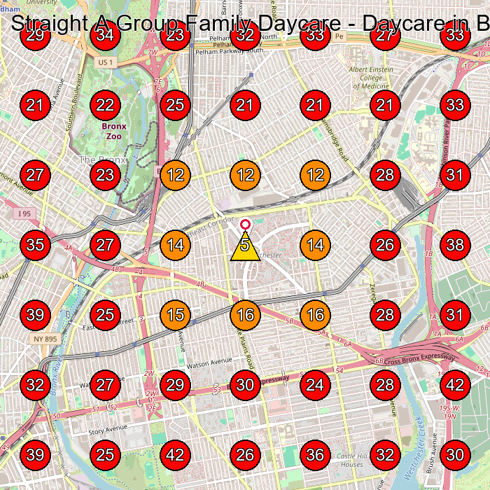 Straight A Group Family Daycare - Daycare in Bronx GeoGrid visibility map for Day Care Center in Bronx