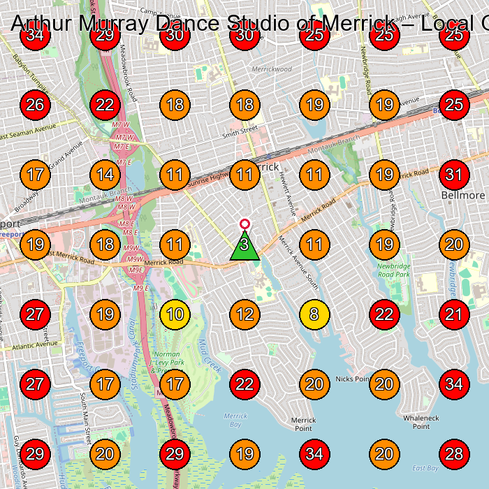 Arthur Murray Dance Studio of Merrick GeoGrid visibility map for Dance School in Freeport