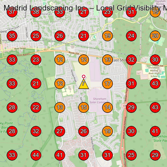 Madrid Landscaping Inc. GeoGrid visibility map for Landscaper in Rocky Point