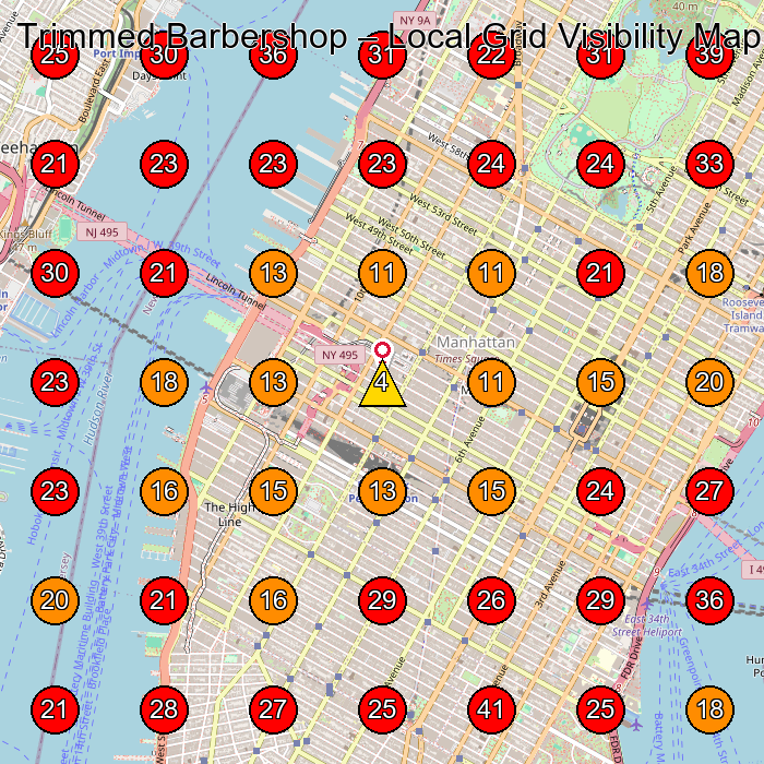 Trimmed Barbershop GeoGrid visibility map for Barber Shop in New York