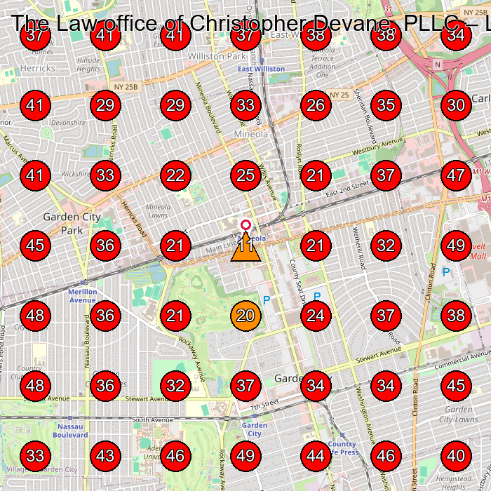 The Law office of Christopher Devane, PLLC GeoGrid visibility map for Court Reporter in Mineola