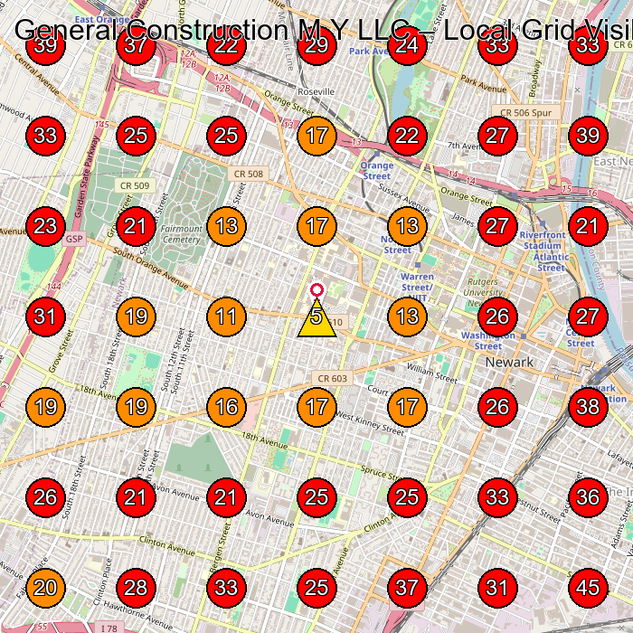 General Construction M Y LLC GeoGrid visibility map for Construction Company in None
