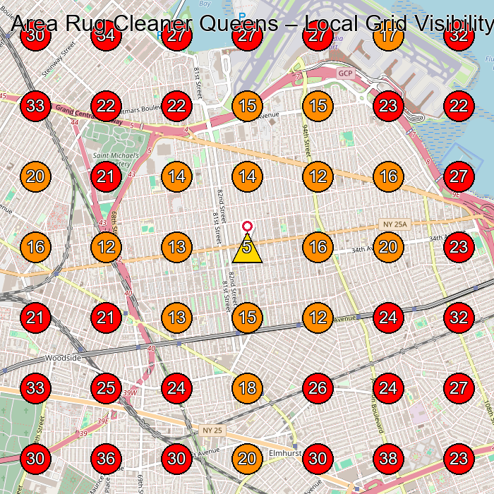 Area Rug Cleaner Queens GeoGrid visibility map for Carpet Cleaning Service in Queens