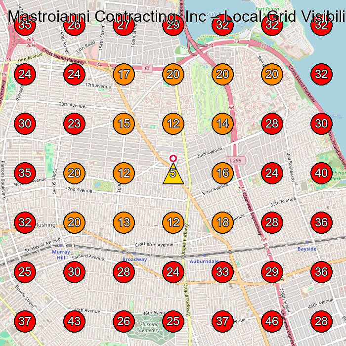 Mastroianni Contracting, Inc GeoGrid visibility map for General Contractor in Flushing