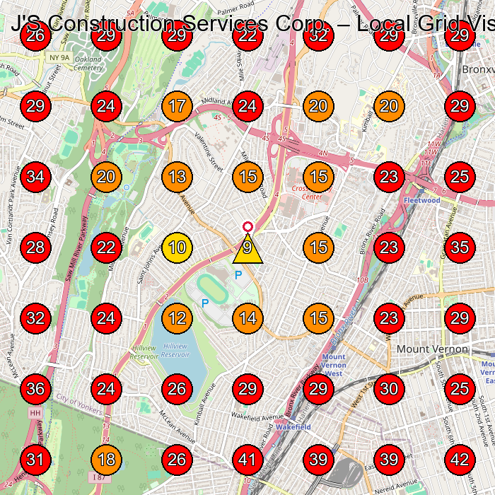 J'S Construction Services Corp. GeoGrid visibility map for Impresa Di Costruzioni in Yonkers