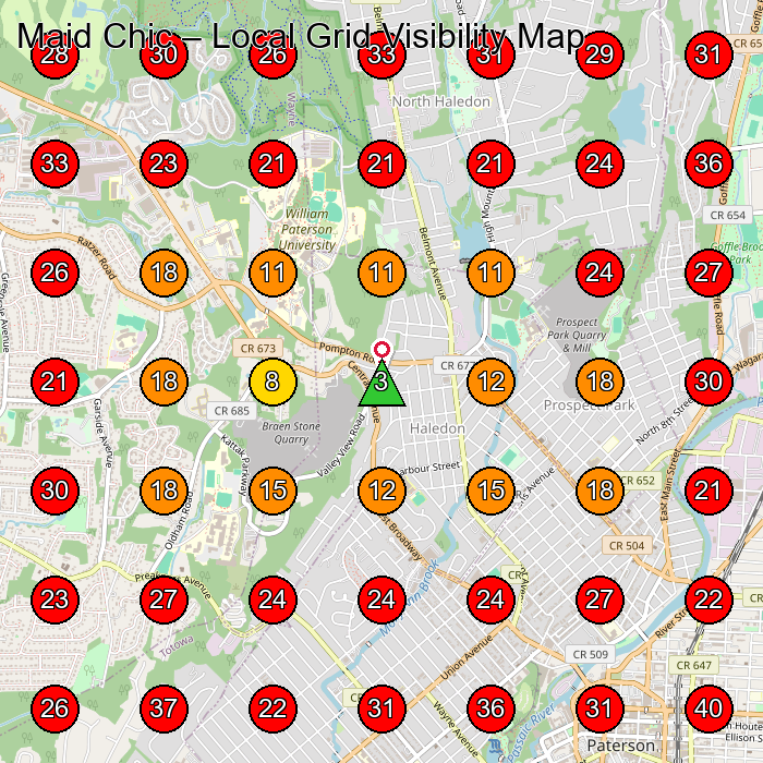 Maid Chic GeoGrid visibility map for House Cleaning Service in None
