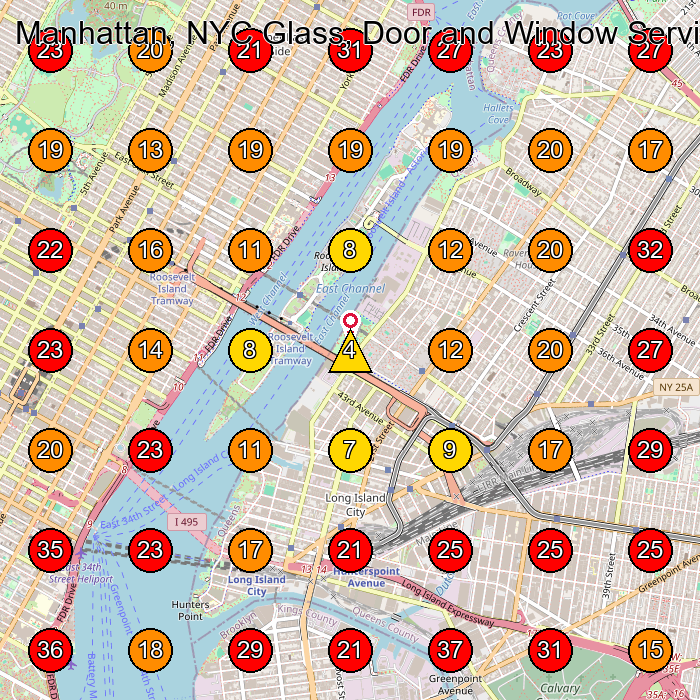 Manhattan, NYC Glass, Door and Window Service by ATG GeoGrid visibility map for Glass Repair Service in Bronx