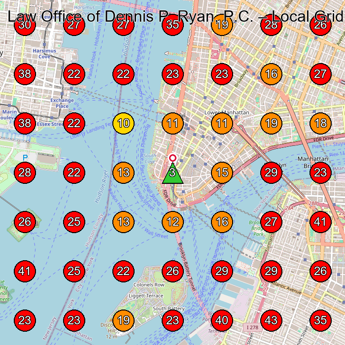 Law Office of Dennis P. Ryan, P.C. GeoGrid visibility map for Real Estate Attorney in New York