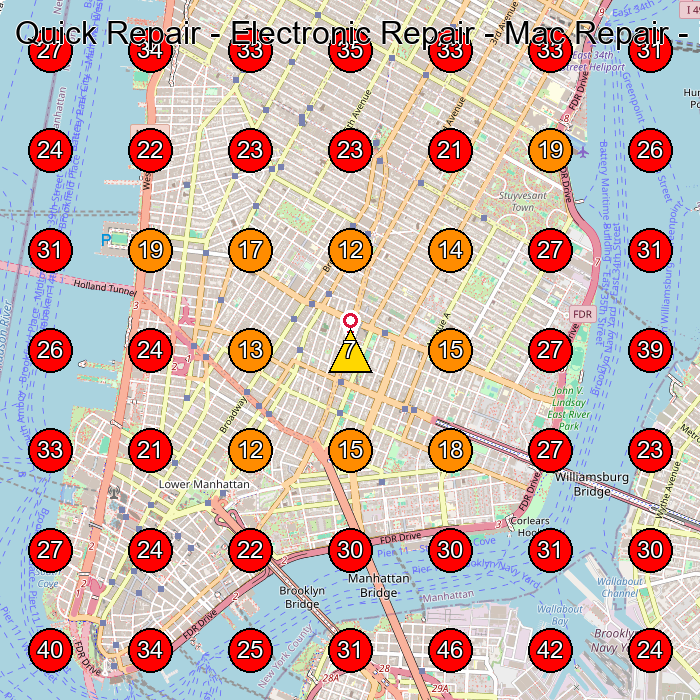 Quick Repair - Electronic Repair - Mac Repair - iPad Repair GeoGrid visibility map for Computer Repair Service in New York