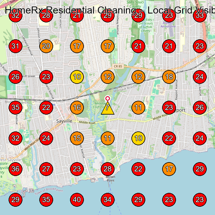 HomeRx Residential Cleaning GeoGrid visibility map for House Cleaning Service in Bohemia