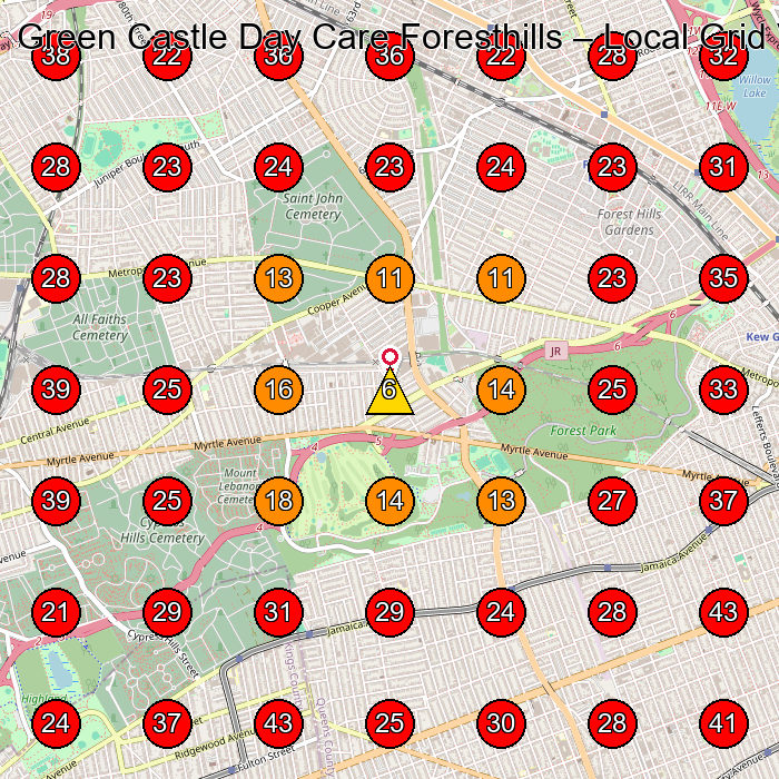 Green Castle Day Care Foresthills GeoGrid visibility map for Day Care Center in Glendale