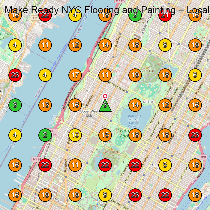 Make Ready NYC Flooring and Painting Flooring Contractor GeoGrid ranking map for New York NY