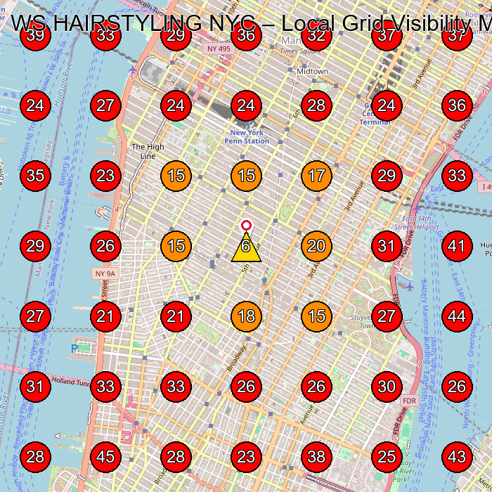 WS HAIRSTYLING NYC GeoGrid visibility map for Hair Extension Technician in New York