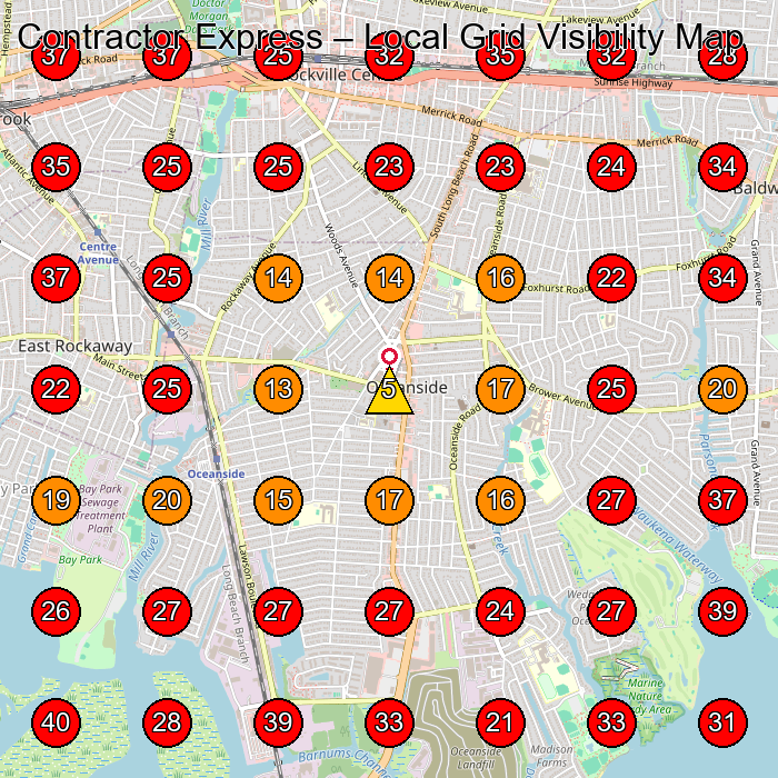 Contractor Express GeoGrid visibility map for General Contractor in East Rockaway