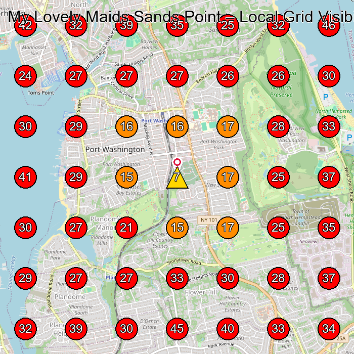My Lovely Maids Sands Point GeoGrid visibility map for Janitorial Service in Locust Valley