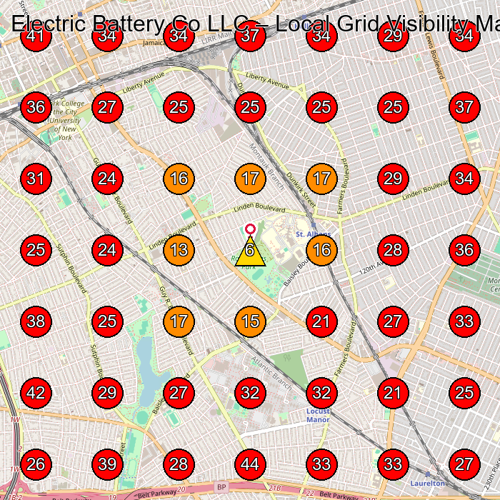 Electric Battery Co LLC GeoGrid visibility map for Electrician in Rosedale