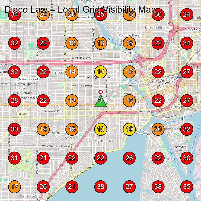 Diaco Law GeoGrid visibility map for House Cleaning Service in None