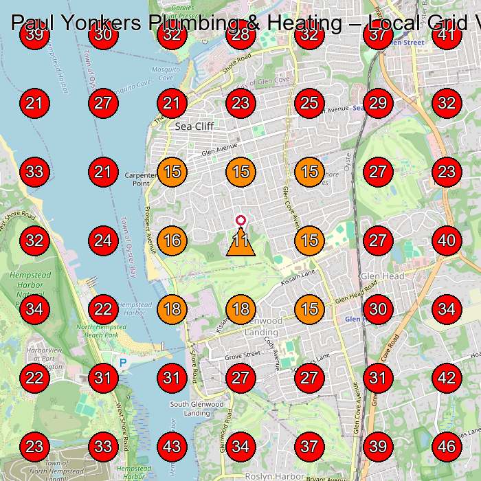 Paul Yonkers Plumbing & Heating GeoGrid visibility map for Plumber in Glen Cove