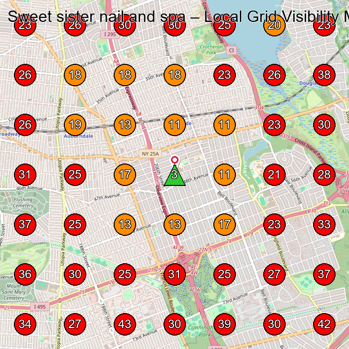 Sweet sister nail and spa GeoGrid visibility map for Sala³N De Manicura Y Pedicura in Flushing