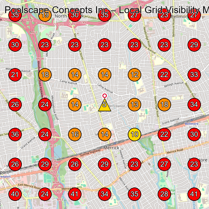 Poolscape Concepts Inc GeoGrid visibility map for Swimming Pool Contractor in Island Park