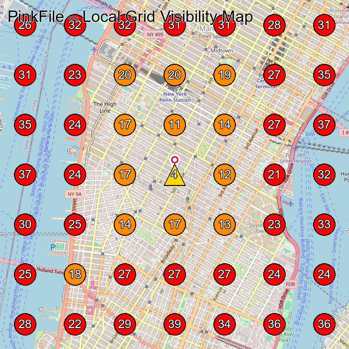 PinkFile GeoGrid visibility map for Nail Salon in New York