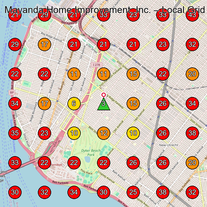 Mayanda Home Improvement, Inc. GeoGrid visibility map for Construction Company in Brooklyn