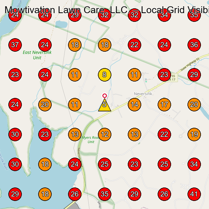Mowtivation Lawn Care, LLC. GeoGrid visibility map for Construction Company in Liberty