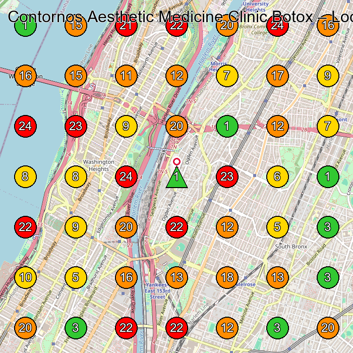 Contornos Aesthetic Medicine Clinic Botox Skin Care Clinic GeoGrid ranking map for Bronx NY