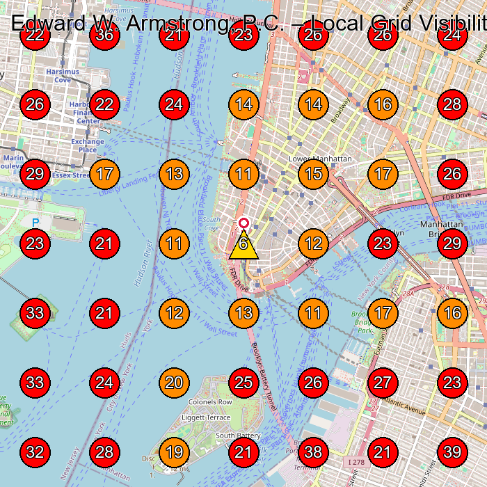 Edward W. Armstrong, P.C. GeoGrid visibility map for Personal Injury Attorney in New York