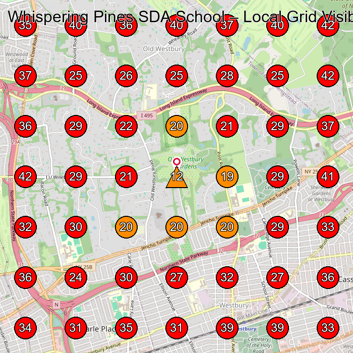 Whispering Pines SDA School GeoGrid visibility map for Montessori School in Westbury