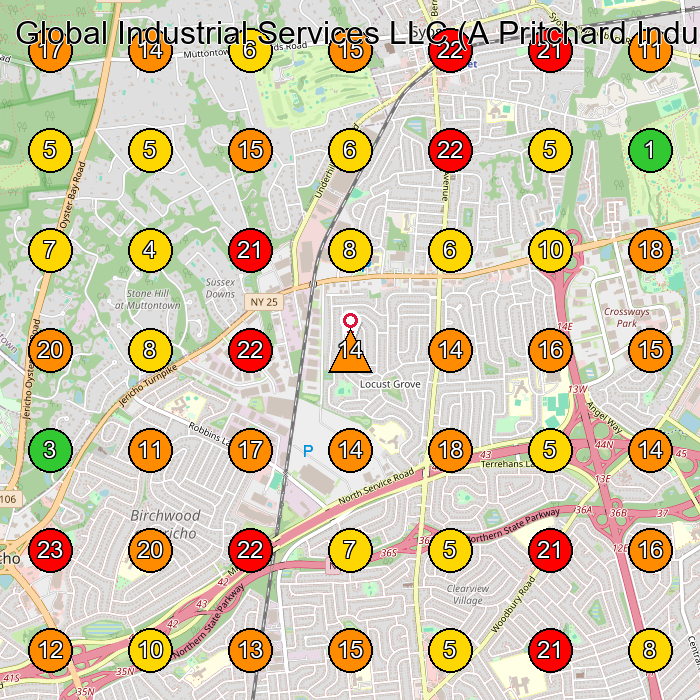 Global Industrial Services LLC (A Pritchard Industries Company) Property Maintenance GeoGrid ranking map for Syosset NY