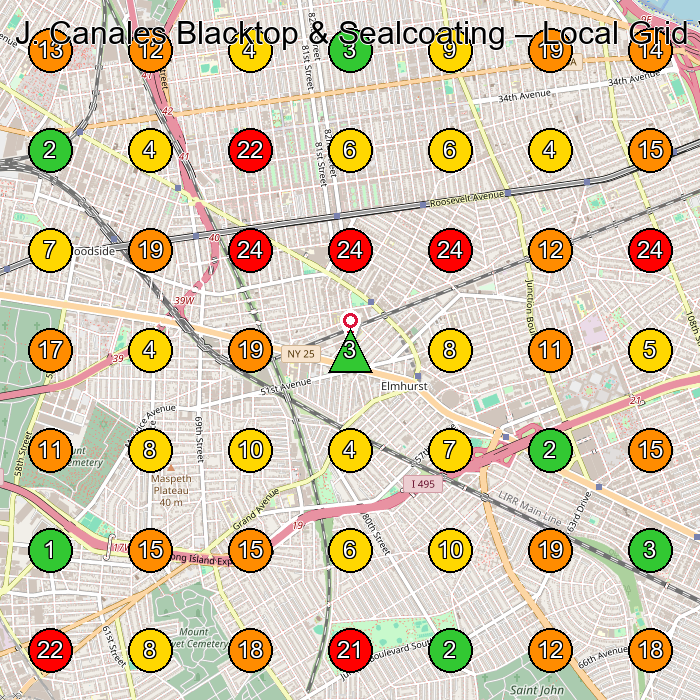 J. Canales Blacktop & Sealcoating Paving Contractor GeoGrid ranking map for None